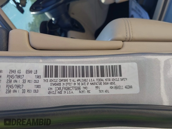 2019 Jeep Grand Cherokee Upland with VIN 1C4RJFAG8KC773206, listed as a IAAI auction lot 42059861 with 81,439 mi miles. Bid and sale history available at carsss.com. Image 9.