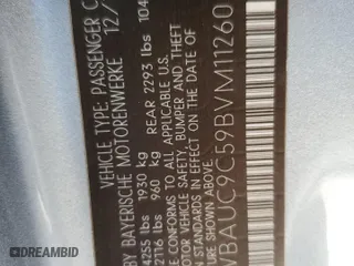 2011 BMW 1 Series 135i with VIN WBAUC9C59BVM11260, listed as a Copart auction lot 86721684 with 56,914 mi miles and Salvage Title. Bid and sale history available at carsss.com. Image 12.