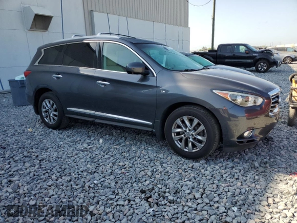 2014 Infiniti QX60 with VIN 5N1AL0MN0EC555484, listed as a Copart auction lot 54591715 with 65,633 mi miles and Non Repairable. Bid and sale history available at DreamBid. Image 4.