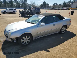 2002 Mercedes-Benz CLK with VIN WDBLK65G32T114476, listed as a Copart auction lot 46873655 with 79,682 mi miles and Salvage Title. Bid and sale history available at carsss.com. Image 1.