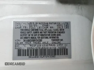 2021 Nissan Sentra SV with VIN 3N1AB8CV6MY243380, listed as a Copart auction lot 50844655 with 48,116 mi miles and Salvage Title. Bid and sale history available at DreamBid. Image 13.