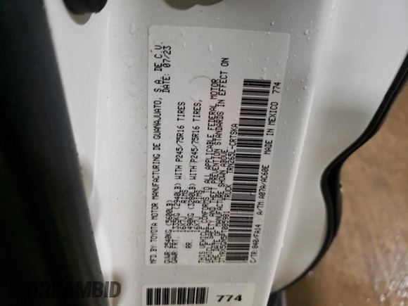 2023 Toyota Tacoma SR с VIN 3TYRX5GN5PT085981, выставлен на аукционе Copart как лот 43403015 с пробегом 32 567 миль миль и Чистый • Clean title. История ставок и продаж доступна на DreamBid. Изображение 12.