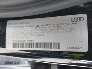 2018 Audi A6 Premium Plus with VIN WAUG8AFC3JN101856, listed as a IAAI auction lot 41589518 with 46,930 mi miles. Bid and sale history available at carsss.com. Image 9.