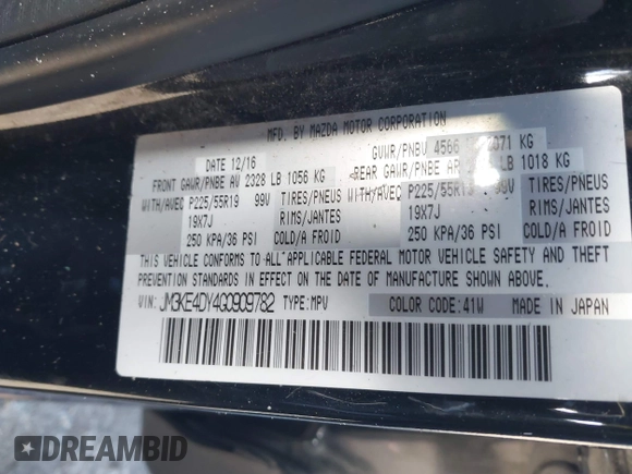 2016 Mazda CX-5 Grand Touring with VIN JM3KE4DY4G0909782, listed as a IAAI auction lot 41006111 with 30,135 mi miles. Bid and sale history available at carsss.com. Image 9.