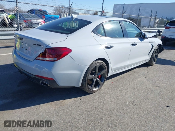 2020 Genesis G70 3.3T with VIN KMTG34LE6LU047066, listed as a IAAI auction lot 41488910 with 29,031 mi miles. Bid and sale history available at carsss.com. Image 4.