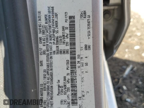 2017 Ford Fiesta SE with VIN 3FADP4BJ1HM139868, listed as a Copart auction lot 52234675 with 0 mi miles and Non Repairable. Bid and sale history available at carsss.com. Image 12.