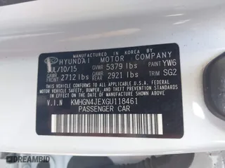 2016 Hyundai Genesis 3.8L with VIN KMHGN4JEXGU118461, listed as a IAAI auction lot 41368607 with 116,967 mi miles. Bid and sale history available at carsss.com. Image 9.