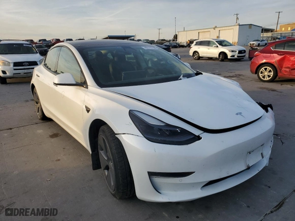 2021 Tesla Model 3 Standard Range Plus with VIN 5YJ3E1EAXMF097737, listed as a Copart auction lot 42717735 with 39,930 mi miles and Salvage Title. Bid and sale history available at carsss.com. Image 4.