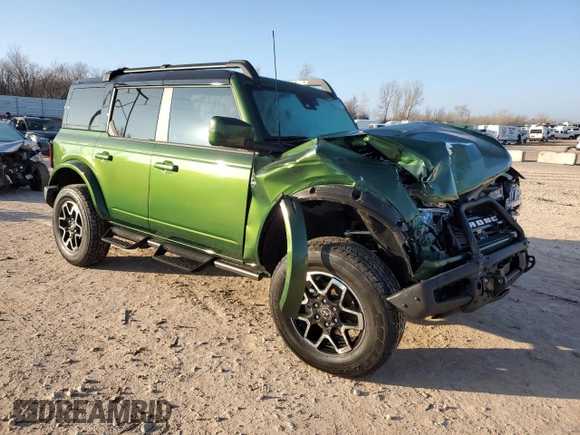 2024 Ford Bronco Outer Banks with VIN 1FMDE8BHXRLB04524, listed as a Copart auction lot 87458424 with 837 mi miles and Salvage Title. Bid and sale history available at DreamBid. Image 4.