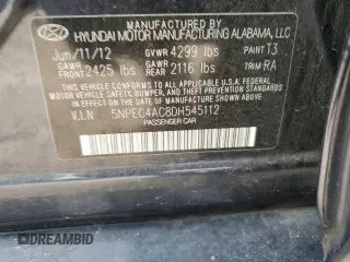 2013 Hyundai Sonata Limited with VIN 5NPEC4AC8DH545112, listed as a Copart auction lot 54105875 with 200,491 mi miles and Clean Title. Bid and sale history available at carsss.com. Image 12.