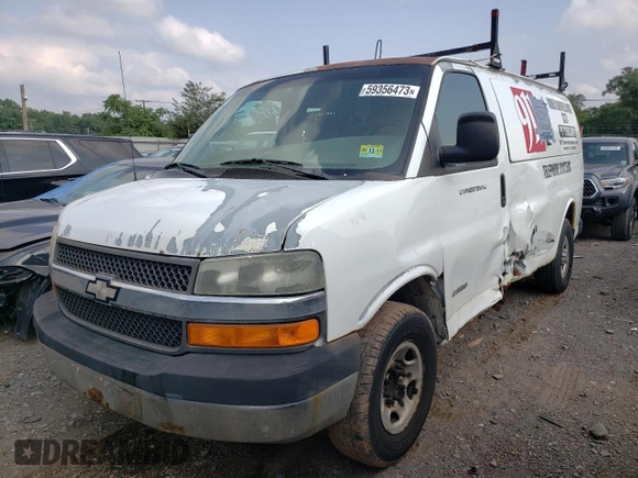 2004 Chevrolet Express Cargo Van with VIN 1GCGG25V341159668, listed as a Copart auction lot 65355864 with Not Provided miles and Salvage Title. Bid and sale history available at carsss.com. Image 1.