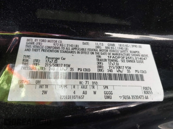2014 Ford Focus SE with VIN 1FADP3F25EL214047, listed as a IAAI auction lot 42069414 with 113,148 mi miles. Bid and sale history available at carsss.com. Image 9.