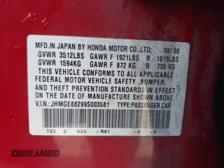 2009 Honda Fit with VIN JHMGE88299S003581, listed as a IAAI auction lot 42094464 with 187,280 mi miles. Bid and sale history available at carsss.com. Image 9.