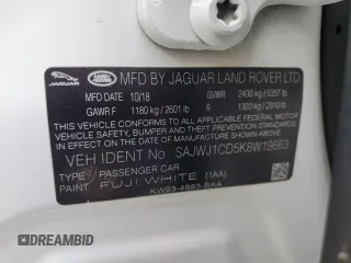 2019 Jaguar XJ with VIN SAJWJ1CD5K8W19663, listed as a Copart auction lot 51071665 with 28,468 mi miles and Salvage Title. Bid and sale history available at carsss.com. Image 15.