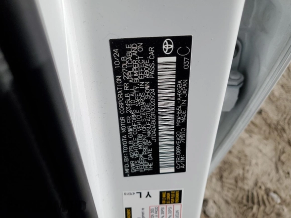 2024 Toyota Prius LE z VIN JTDADABU2R3020924, wystawiony jako Copart lot #53965455 z przebiegiem 3 240 mil mil oraz Szkoda całkowita • Salvage title. Historia ofert i sprzedaży dostępna na DreamBid. Obrazek 12.