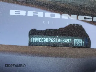 2025 Ford Bronco Badlands с VIN 1FMEE9BP6SLA68497, выставлен на аукционе Copart как лот 57656665 с пробегом Не указан миль и Списание • Salvage title. История ставок и продаж доступна на DreamBid. Изображение 13.