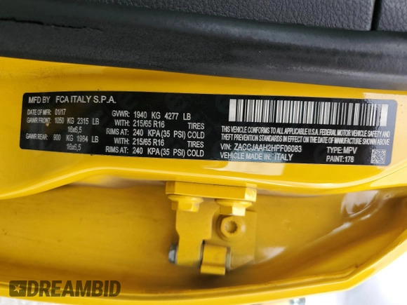 2017 Jeep Renegade Sport с VIN ZACCJAAH2HPF06083, выставлен на аукционе Copart как лот 44412695 с пробегом 230 387 миль миль и Чистый • Clean title. История ставок и продаж доступна на DreamBid. Изображение 12.