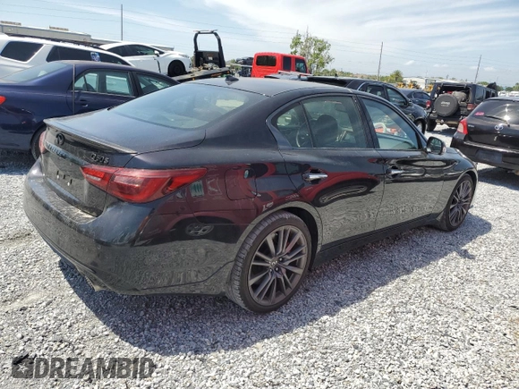 2023 Infiniti Q50 Red Sport 400 with VIN JN1FV7DP8PM570247, listed as a Copart auction lot 51143775 with 8,919 mi miles and Clean Title. Bid and sale history available at DreamBid. Image 3.