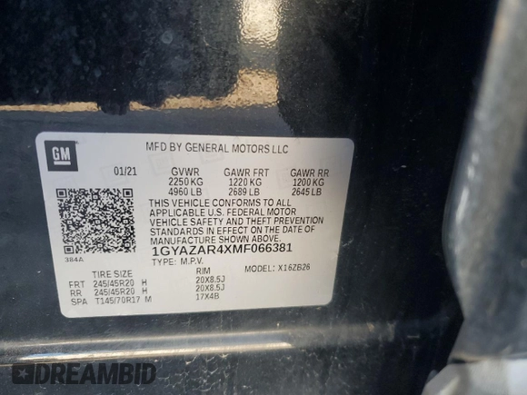 2021 Cadillac XT4 FWD Luxury с VIN 1GYAZAR4XMF066381, выставлен на аукционе Copart как лот 84615464 с пробегом 80 018 миль миль и Списание • Salvage title. История ставок и продаж доступна на DreamBid. Изображение 13.