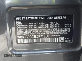 2020 BMW X1 xDrive28i with VIN WBXJG9C08L5R71788, listed as a IAAI auction lot 42604792 with 46,489 mi miles and . Bid and sale history available at DreamBid. Image 9.
