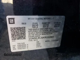 2019 Chevrolet Suburban Premier with VIN 1GNSKJKJ1KR151983, listed as a Copart auction lot 68709074 with 86,611 mi miles and Salvage Title. Bid and sale history available at DreamBid. Image 12.
