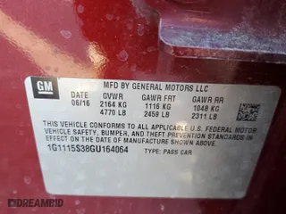 2016 Chevrolet Impala LT with VIN 1G1115S38GU164064, listed as a Copart auction lot 83811044 with 26,470 mi miles and Salvage Title. Bid and sale history available at carsss.com. Image 12.