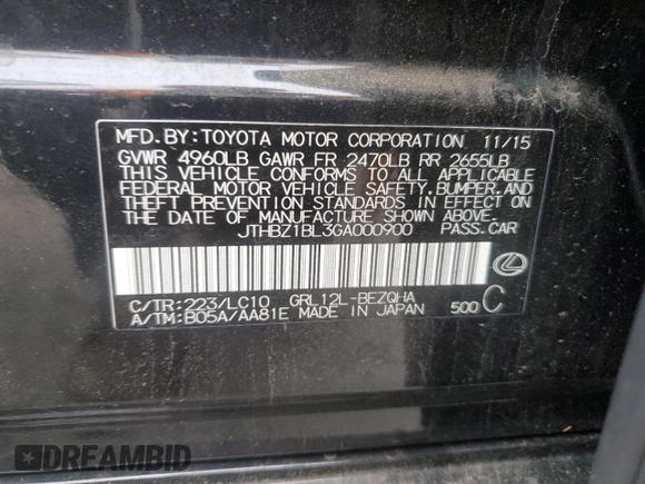 2016 Lexus GS 350 with VIN JTHBZ1BL3GA000900, listed as a Copart auction lot 43613685 with 101,771 mi miles and Salvage Title. Bid and sale history available at carsss.com. Image 12.