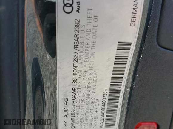 2018 Audi A4 Premium Plus z VIN WAULMAF40JA007265, wystawiony jako Copart lot #59604915 z przebiegiem 36 710 mil mil oraz Szkoda całkowita • Salvage title. Historia ofert i sprzedaży dostępna na DreamBid. Obrazek 13.