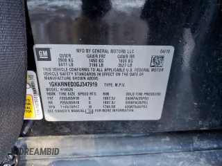 2016 GMC Acadia SLE with VIN 1GKKRNED3GJ347919, listed as a Copart auction lot 43034815 with 103,821 mi miles and Salvage Title. Bid and sale history available at DreamBid. Image 15.