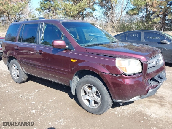 2007 Honda Pilot EX-L with VIN 5FNYF28537B018338, listed as a IAAI auction lot 41870291 with 201,446 mi miles. Bid and sale history available at carsss.com. Image 1.