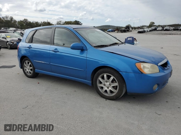 2006 Kia Spectra with VIN KNAFE162X65259727, listed as a Copart auction lot 75470994 with 0 mi miles and Salvage Title. Bid and sale history available at carsss.com. Image 4.