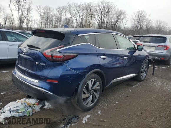 2021 Nissan Murano SL with VIN 5N1AZ2CS3MC121379, listed as a Copart auction lot 44755355 with 34,599 mi miles and Salvage Title. Bid and sale history available at DreamBid. Image 3.
