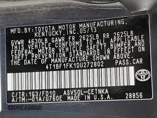 2013 Toyota Camry L with VIN 4T1BF1FK1DU272802, listed as a Copart auction lot 45603685 with 202,638 mi miles and Clean Title. Bid and sale history available at DreamBid. Image 12.