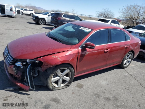 2015 Volkswagen Passat 1.8T SE w/Sunroof & Nav with VIN 1VWBT7A30FC026801, listed as a Copart auction lot 49492465 with NaN miles and Salvage Title. Bid and sale history available at carsss.com. Image 1.