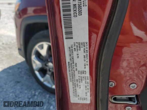 2021 Jeep Compass Limited z VIN 3C4NJDCB2MT565303, wystawiony jako Copart lot #60375095 z przebiegiem 48 204 mil mil oraz Szkoda całkowita • Salvage title. Historia ofert i sprzedaży dostępna na DreamBid. Obrazek 13.