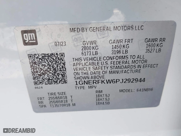 2023 Chevrolet Traverse LS with VIN 1GNERFKW6PJ292944, listed as a IAAI auction lot 41858992 with 27,302 mi miles. Bid and sale history available at carsss.com. Image 9.