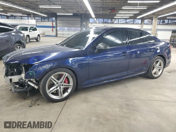 2019 Audi S4 Prestige with VIN WAUC4AF44KA005990, listed as a Copart auction lot 46662125 with 47,417 mi miles and Salvage Title. Bid and sale history available at carsss.com. Image 1.