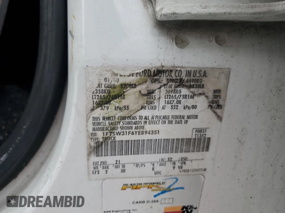 2000 Ford F-350 XL z VIN 1FTSW31F6YEB94351, wystawiony jako Copart lot #45053895 z przebiegiem 378 660 mil mil oraz Szkoda całkowita • Salvage title. Historia ofert i sprzedaży dostępna na DreamBid. Obrazek 12.