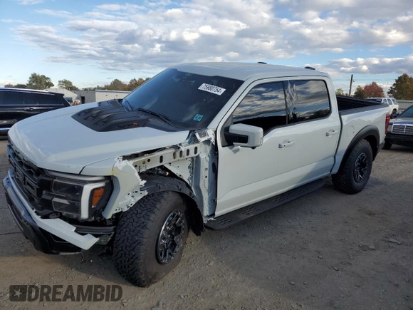 2024 Ford F-150 Raptor with VIN 1FTFW1RJ2RFA41606, listed as a Copart auction lot 75980754 with 3,905 mi miles and Salvage Title. Bid and sale history available at DreamBid. Image 1.