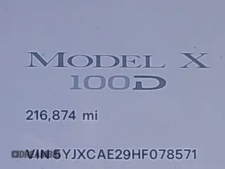 2017 Tesla Model X 90D z VIN 5YJXCAE29HF078571, wystawiony jako IAAI lot #42050041 z przebiegiem 216 874 mil mil oraz . Historia ofert i sprzedaży dostępna na DreamBid. Obrazek 15.