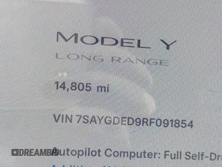 2024 Tesla Model Y с VIN 7SAYGDED9RF091854, выставлен на аукционе IAAI как лот 42382483 с пробегом 14 805 миль миль и . История ставок и продаж доступна на DreamBid. Изображение 15.