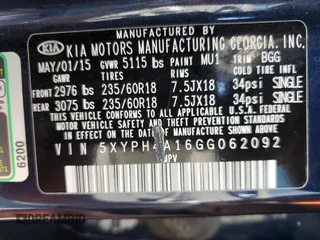 2016 Kia Sorento EX z VIN 5XYPH4A16GG062092, wystawiony jako Copart lot #60347405 z przebiegiem 164 232 mil mil oraz Szkoda całkowita • Salvage title. Historia ofert i sprzedaży dostępna na DreamBid. Obrazek 13.
