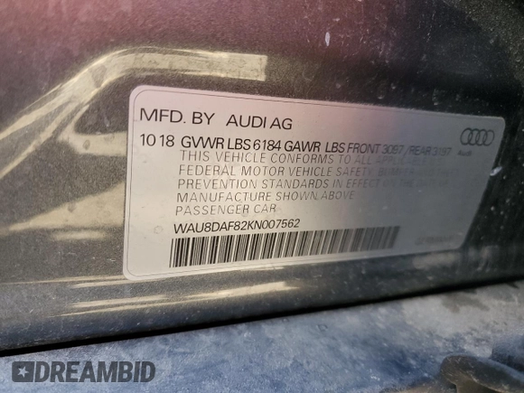 2019 Audi A8 z VIN WAU8DAF82KN007562, wystawiony jako Copart lot #42766345 z przebiegiem 92 532 mil mil oraz Szkoda całkowita • Salvage title. Historia ofert i sprzedaży dostępna na DreamBid. Obrazek 15.