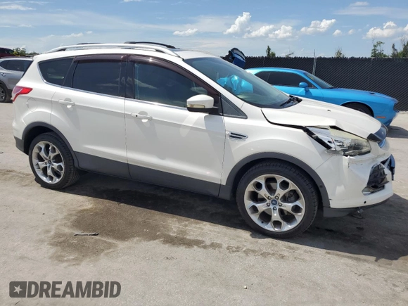 2013 Ford Escape Titanium with VIN 1FMCU0J95DUB50842, listed as a Copart auction lot 64188065 with 99,302 mi miles and Salvage title. Bid and sale history available at DreamBid. Image 4.