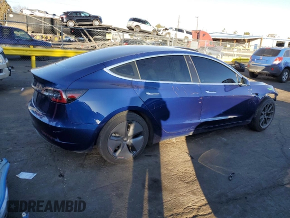 2020 Tesla Model 3 Standard Range Plus with VIN 5YJ3E1EA6LF615079, listed as a Copart auction lot 44259525 with 25,464 mi miles and Salvage Title. Bid and sale history available at DreamBid. Image 3.