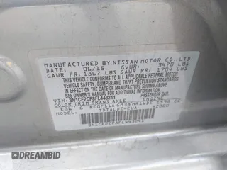 2015 Nissan Note SV with VIN 3N1CE2CP8FL443241, listed as a IAAI auction lot 42124704 with 111,574 mi miles and . Bid and sale history available at DreamBid. Image 9.
