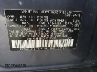 2015 Subaru Outback Limited with VIN 4S4BSELC8F3363638, listed as a Copart auction lot 61146815 with 185,130 mi miles and Clean title. Bid and sale history available at DreamBid. Image 12.