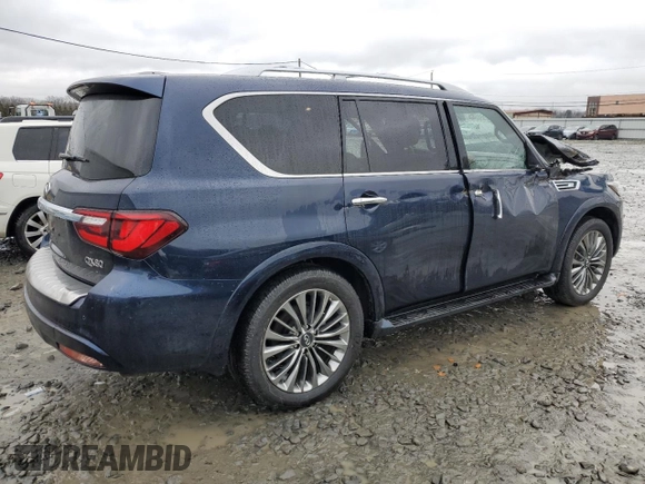 2021 Infiniti QX80 SENSORY with VIN JN8AZ2BC1M9476079, listed as a Copart auction lot 45186345 with 60,368 mi miles and Salvage Title. Bid and sale history available at carsss.com. Image 3.