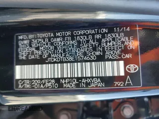 2014 Toyota Prius One with VIN JTDKDTB38E1574630, listed as a Copart auction lot 51945065 with 92,827 mi miles and Salvage Title. Bid and sale history available at DreamBid. Image 12.