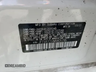 2021 Subaru WRX Premium with VIN JF1VA1C6XM9805195, listed as a Copart auction lot 52713125 with 7,513 mi miles and Salvage Title. Bid and sale history available at carsss.com. Image 12.